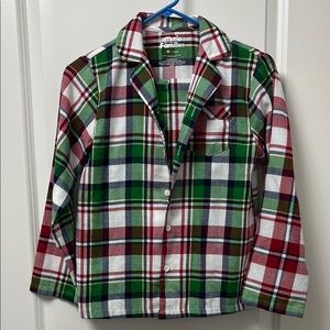 Plaid Kids Jammies- long sleeve shirt and matching pants- Green, Red, White